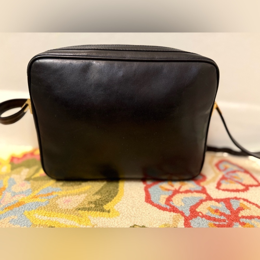 MARIO VALENTINO Unisex Rare Vintage Black Leather Satchel Crossbody - Picture 8 of 16